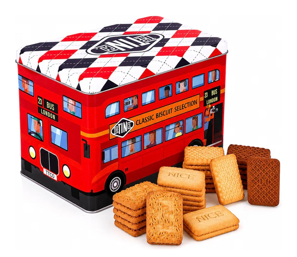 Bus Biscuit Tin 487g – Classic Assorted Biscuits in Double Decker Bus Tin