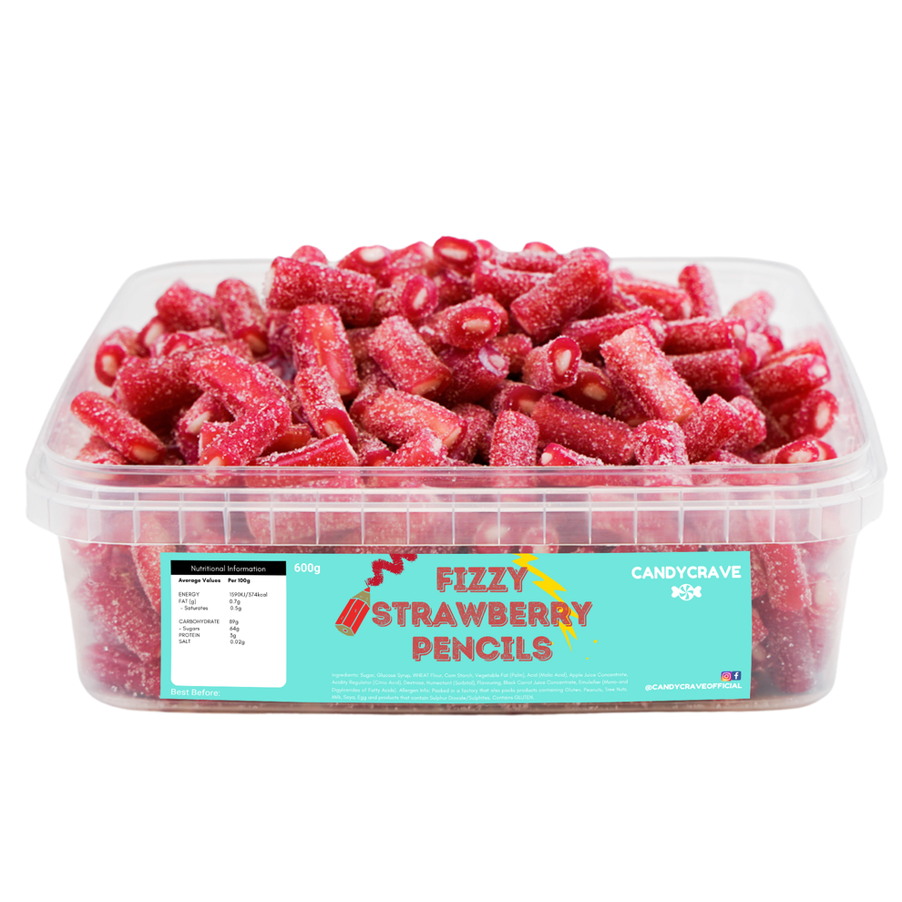 Candycrave Fizzy Strawberry Pencils Tubs 600g