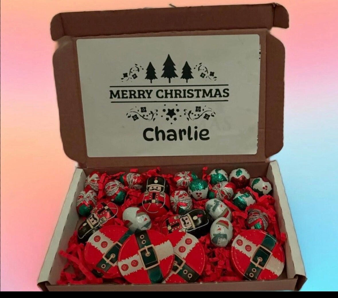 Personalised Christmas chocolate treat gift box