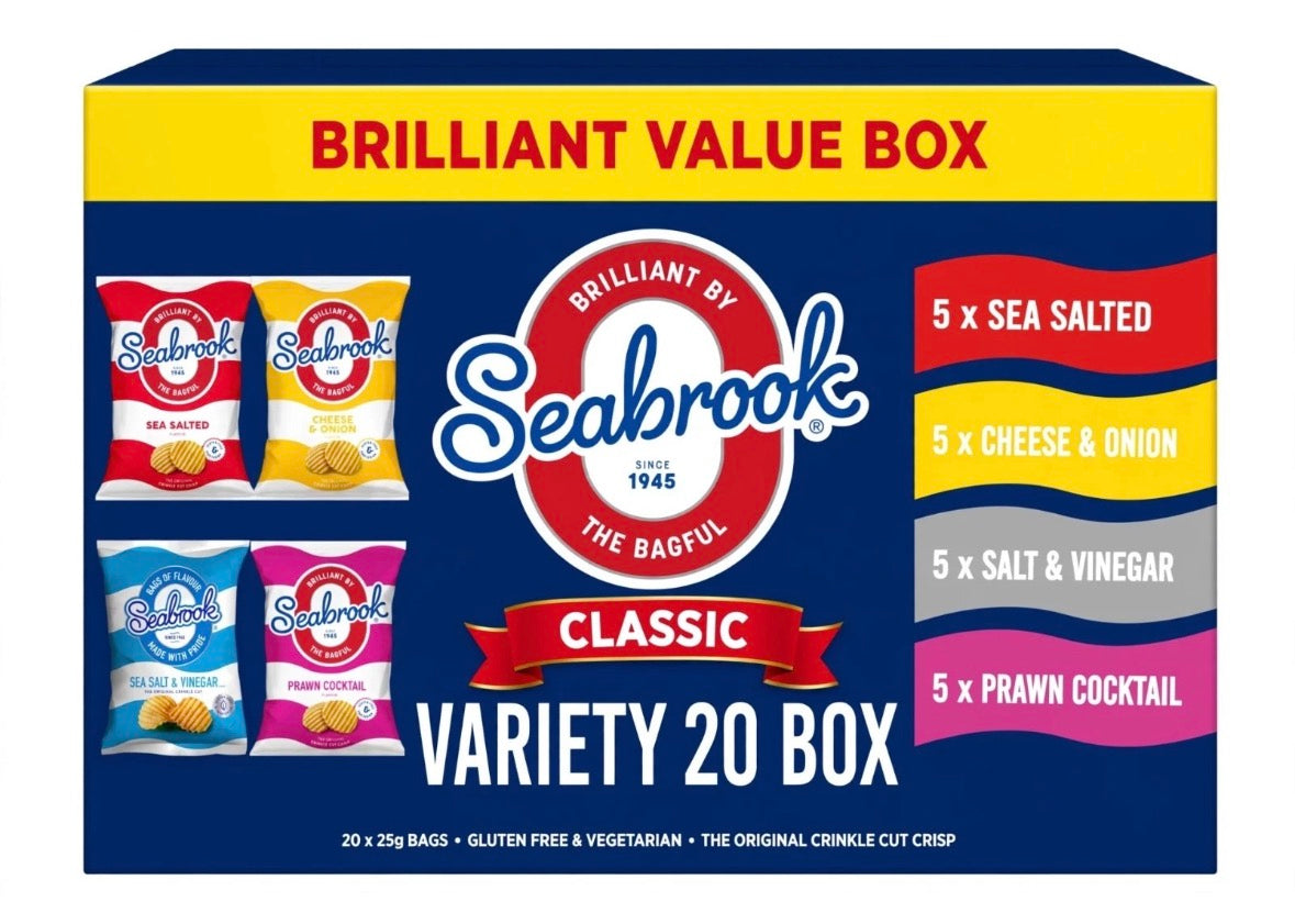 Classic Variety 20 Box 20x25g 5x Each Flavour Crinkle Cut 500g