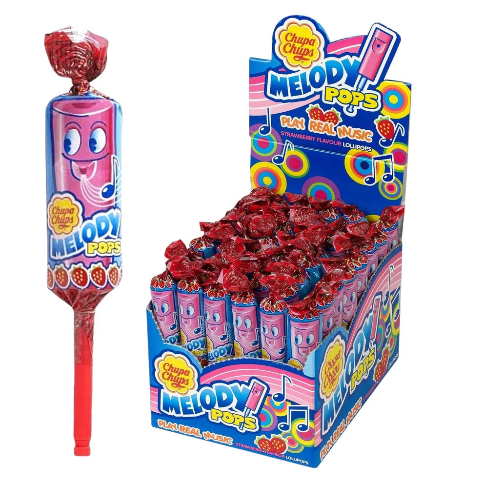 Melody Pops Strawberry Whistle Lollipops 48 Pack 240g